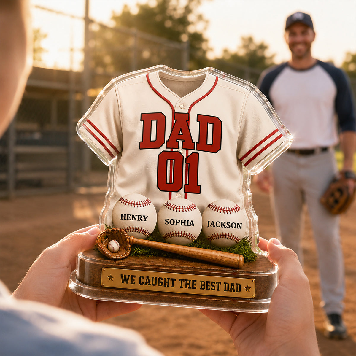 Baseball Dad Legend We Caught The Best Dad - Personalized Acrylic Block Plaque -  Gift For Dad, Husband