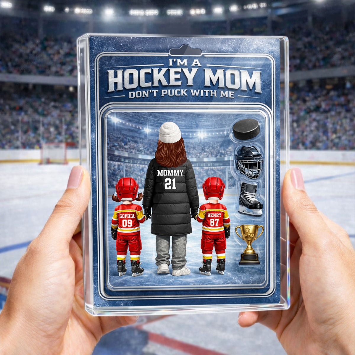 I'm A Hockey Mom Don't Puck With Me Action Figure - Personalized Acrylic Block Plaque - Gift For Hockey Mom