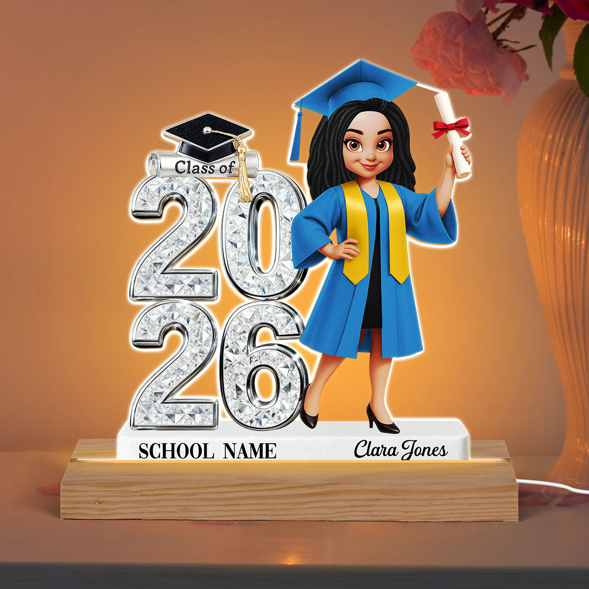 Class Of 2026 2027 Senior - Personalized Acrylic Plaque LED Night Light - Graduation Gift For Graduates, Daughter