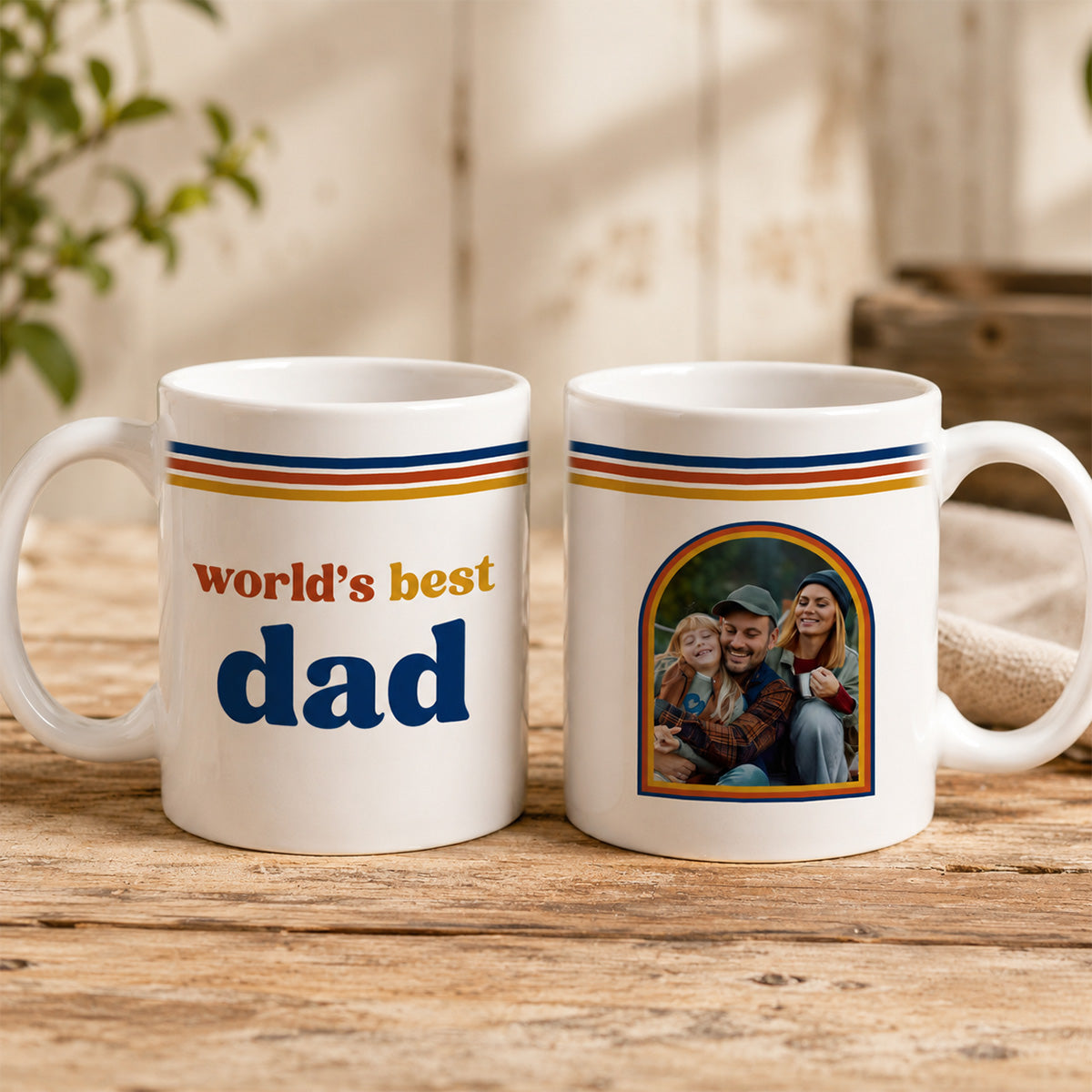 World's Best Dad Grandpa Retro 70s Style Custom Photo - Personalized Mug - Father's Day Gift For Husband, Dad, Grandpa