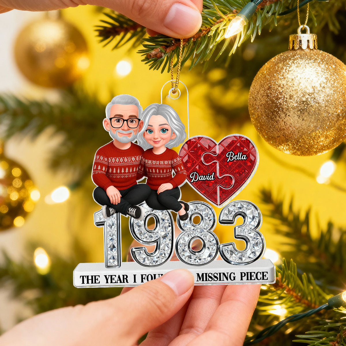 3D Effect Shining Effect Beautiful Couple The Year I Found My Missing Piece - Personalized Acrylic Ornament