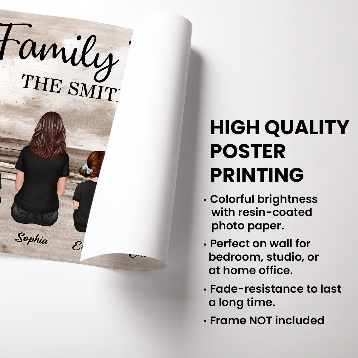 [FREE DELIVERY - Limited Time Offer] Custom Family Retro Vintage Beach Landscape Poster, Gift For Mom, Dad, Husband, Wife
