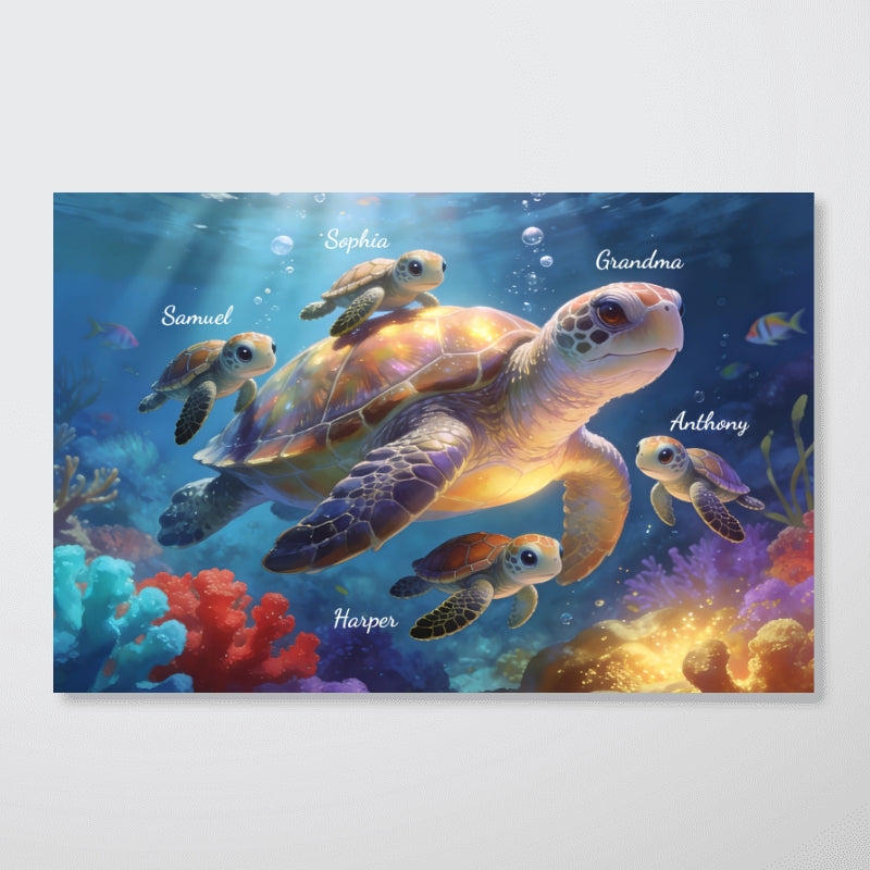 Timeless Love Grandma Grandkids Sea Turtles - Personalized Poster - Mother's Day Gift For Grandma