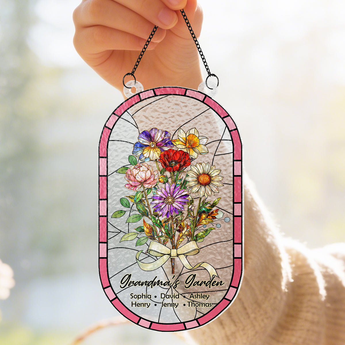 Custom Family Birth Flowers Grandma's Garden - Personalized Suncatcher - Heartfelt Mother's Day Gift for Grandma, Mom, Wife