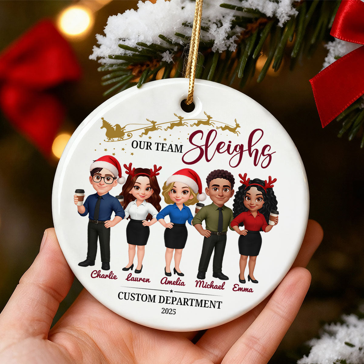 Best Team Ever Coworkers - Personalized Ceramic Ornament - Company Christmas Gift for Employees