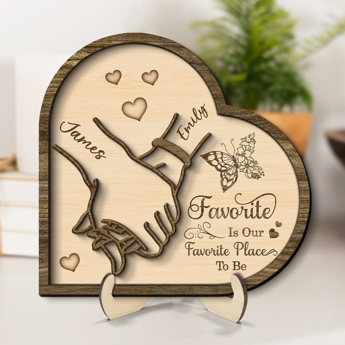 Together Is Our Favorite Place To Be - Personalized 2-Layered Wooden Plaque - Anniversary, Valentine's Day Gift, Gift For Him, Gift For Her