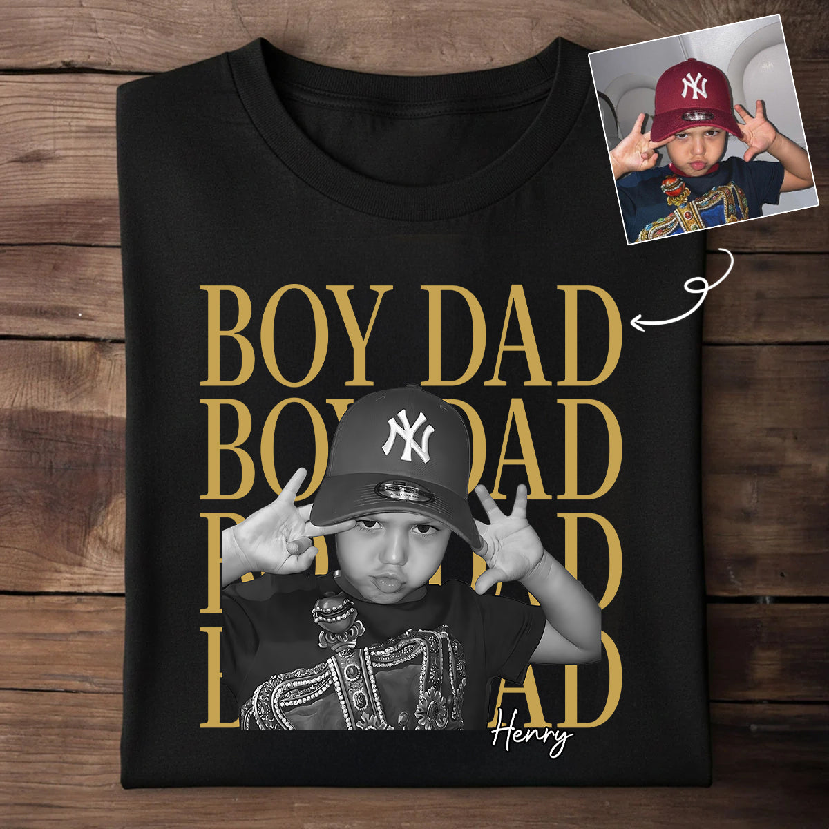 Personalized Vintage Photo Girl Dad Boy Dad - Personalized Shirt - Father's Day Gift for Dad, Husband