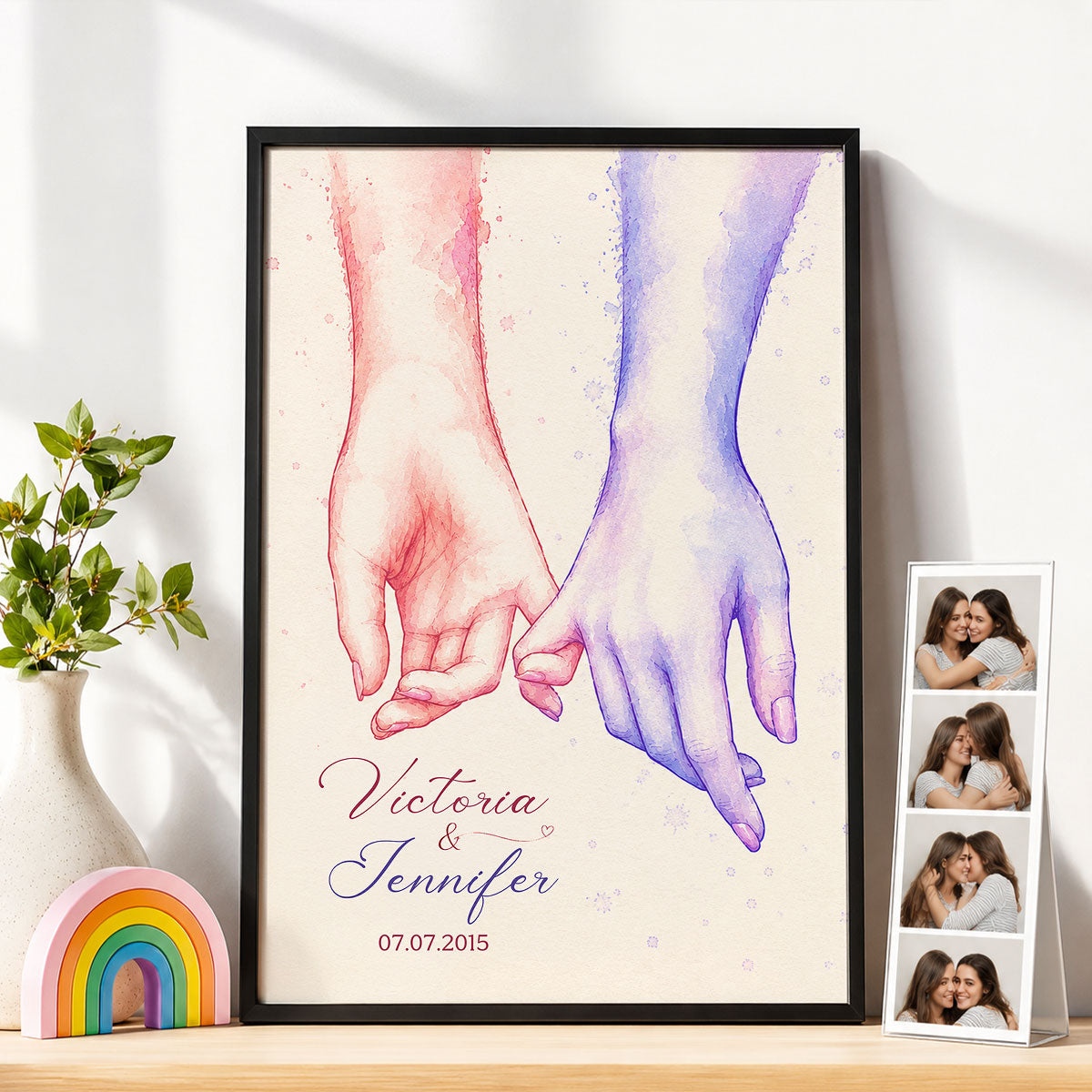Couple Hands Wall Art - Personalized Poster - Wedding Anniversary Gift for Him, Gift for Her