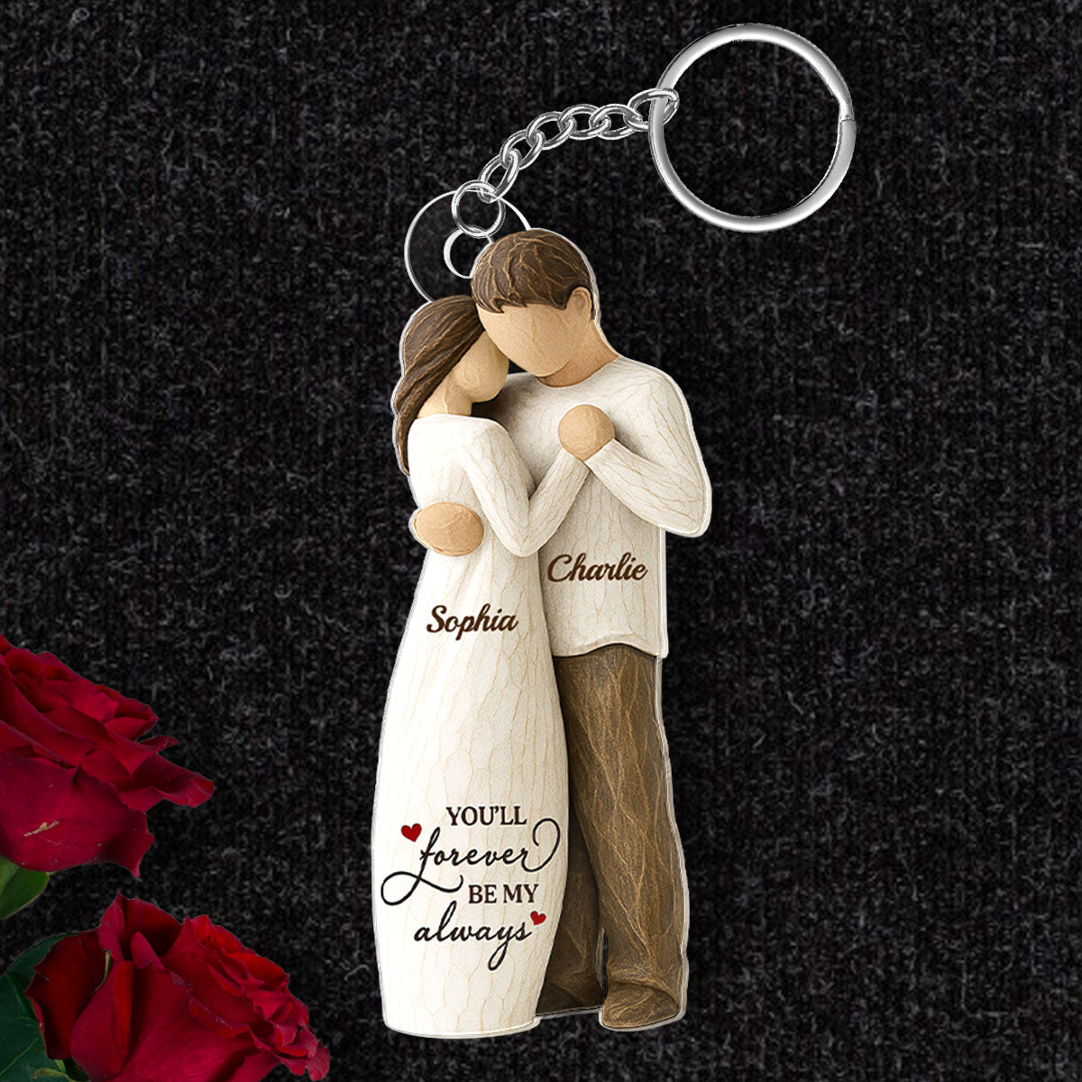 3D Effect Couple You Will Forever Be My Always - Personalized Acrylic Keychain - Gift For Him, Gift For Her