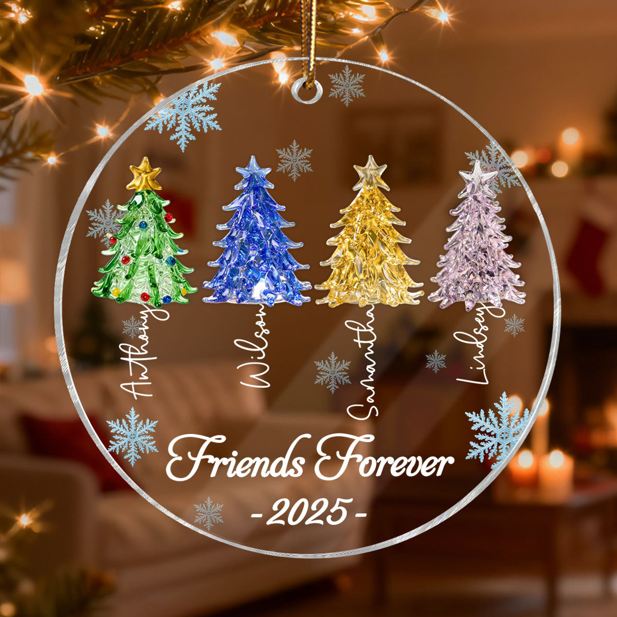 3D Crystal Effect Christmas Trees Best Friends Forever - Personalized Acrylic Ornament - Gift For Besties