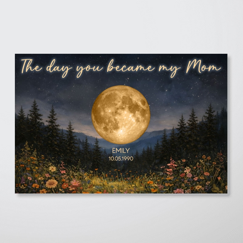 Mystical Midnight The Day You Become Mom Grandma Custom Birth Moon Phase - Personalized Poster - Mother's Day Gift For Mom, Grandma