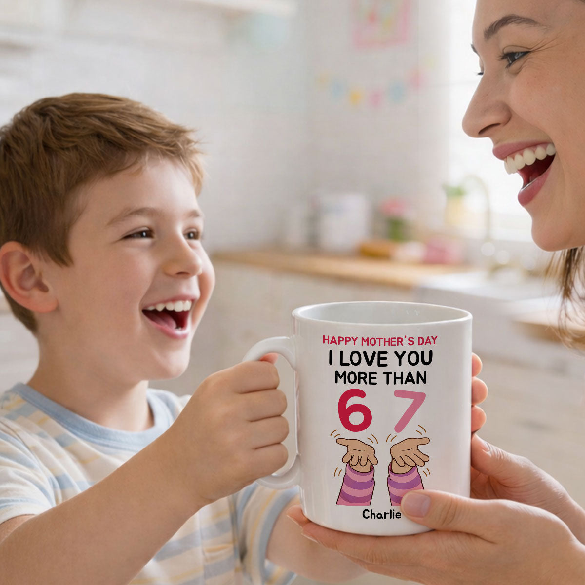 I Love You More Than 6 7 - Personalized Mug - Mother's Day Gift for Mom, Wife