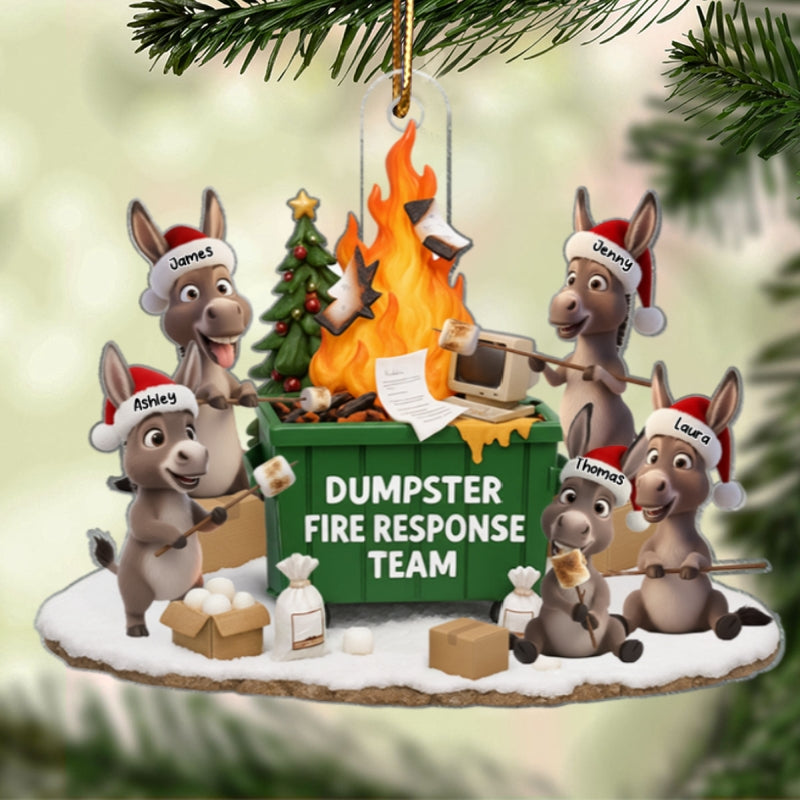 Dumpster on Fire Response Team - Personalized Acrylic Ornament - Funny Christmas Gift for Coworkers, Employees, Work Besties