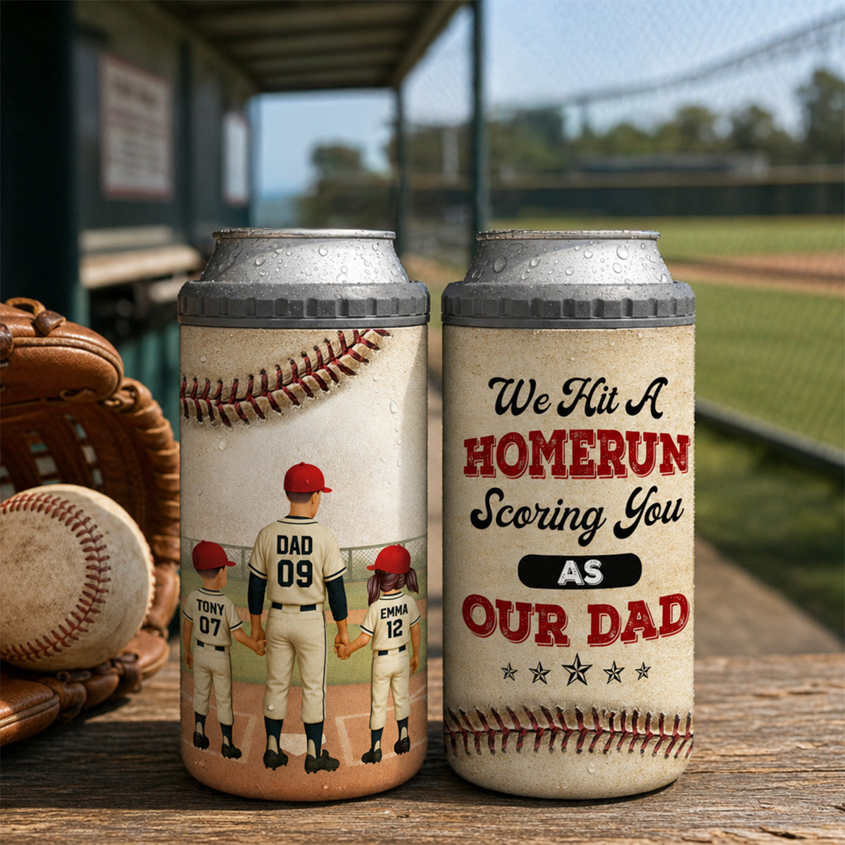 We Caught The Best Dad Baseball Dad & Kids - Personalized Can Cooler - Father's Day Gift For Dad, Husband