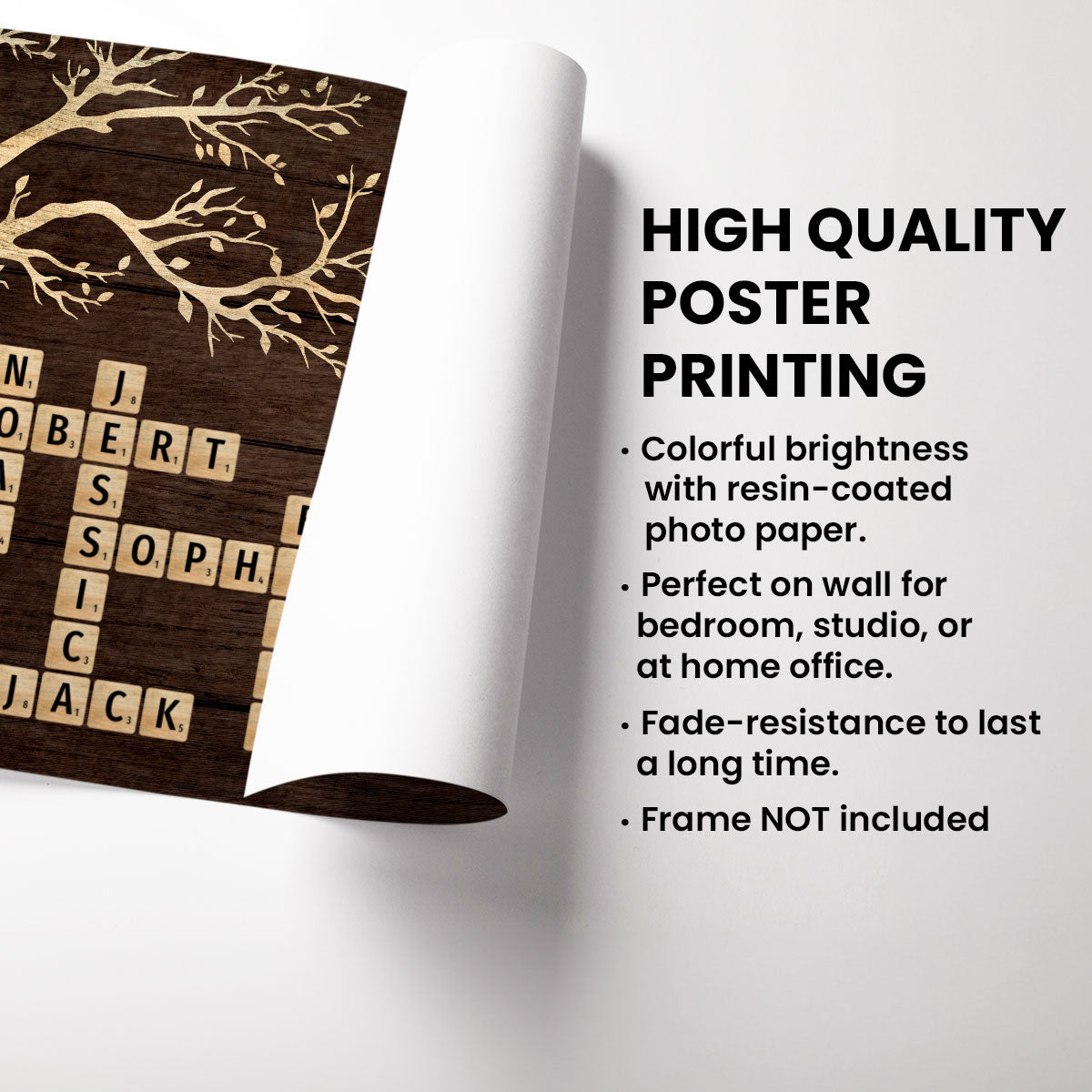 Rustic Tree Of Life Grandpa Dad You Are The Piece That Holds Us Together Crossword Puzzle Art - Personalized Poster - Gift For Dad, Grandpa
