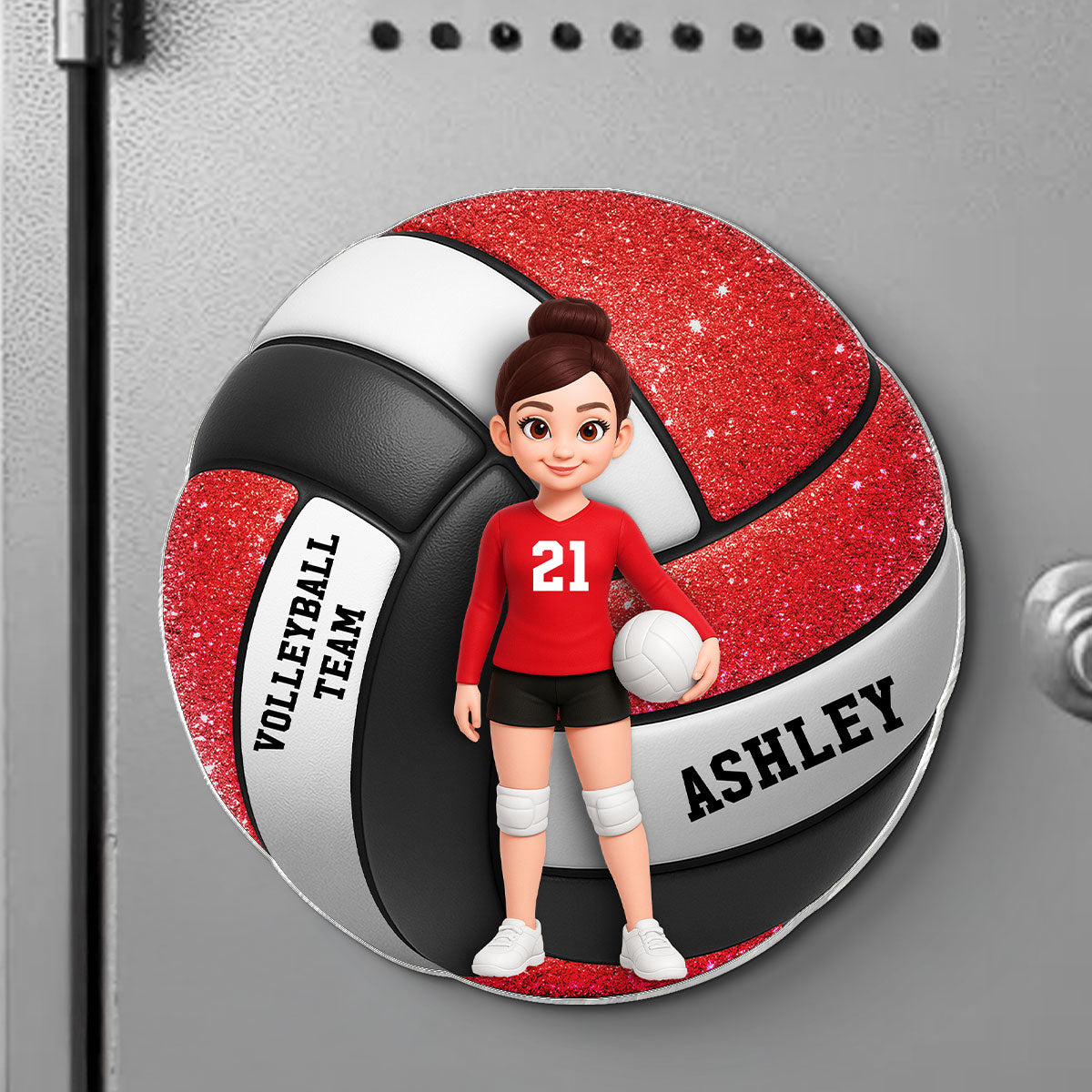 Volleyball Boy & Girl - Personalized Acrylic Locker Magnet - Back To School Gift For Daughters, Sons, Grandkids, Teenagers