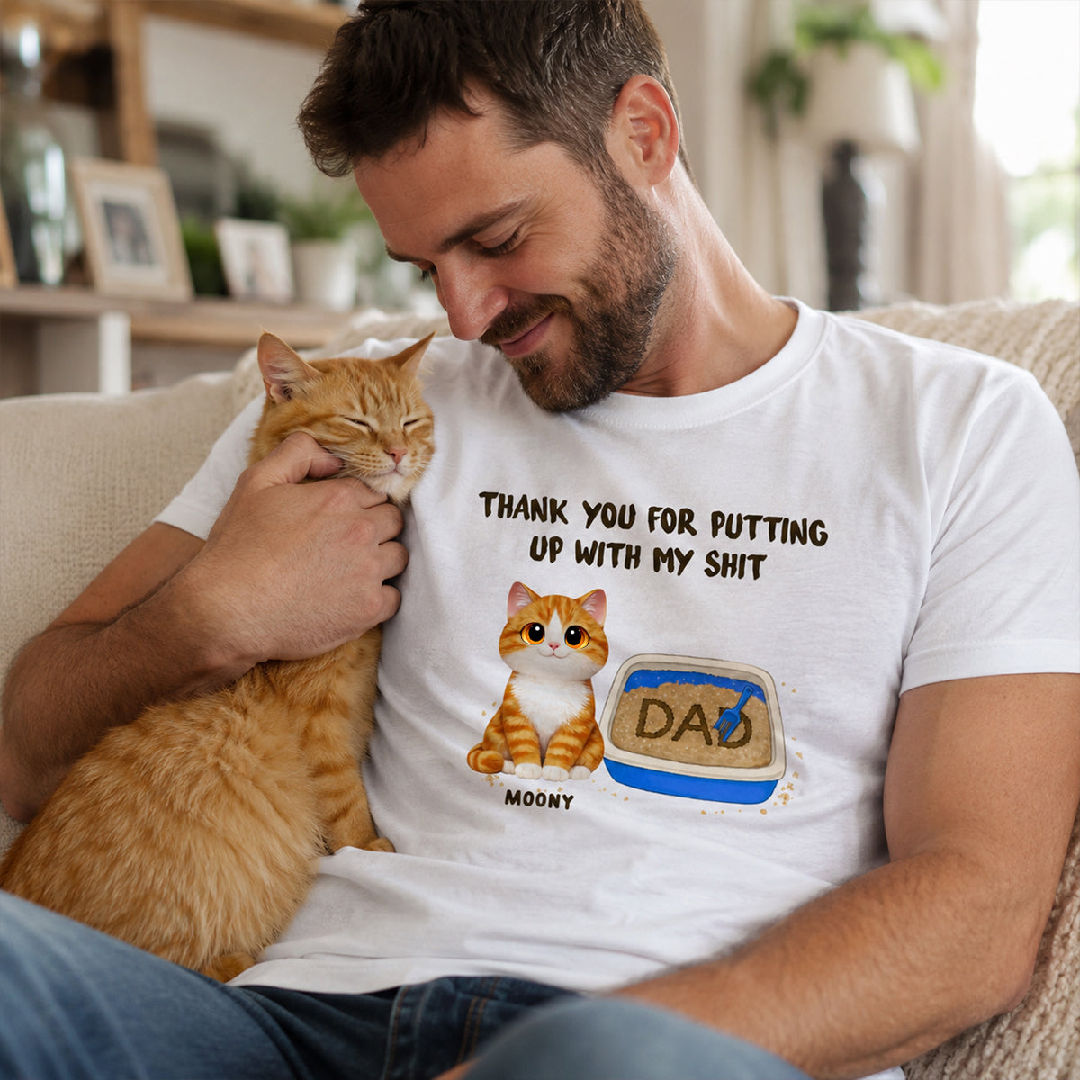Thank You for Putting up with My Sh*t - Personalized Shirt - Funny Father's Day Gift for Cat Dad