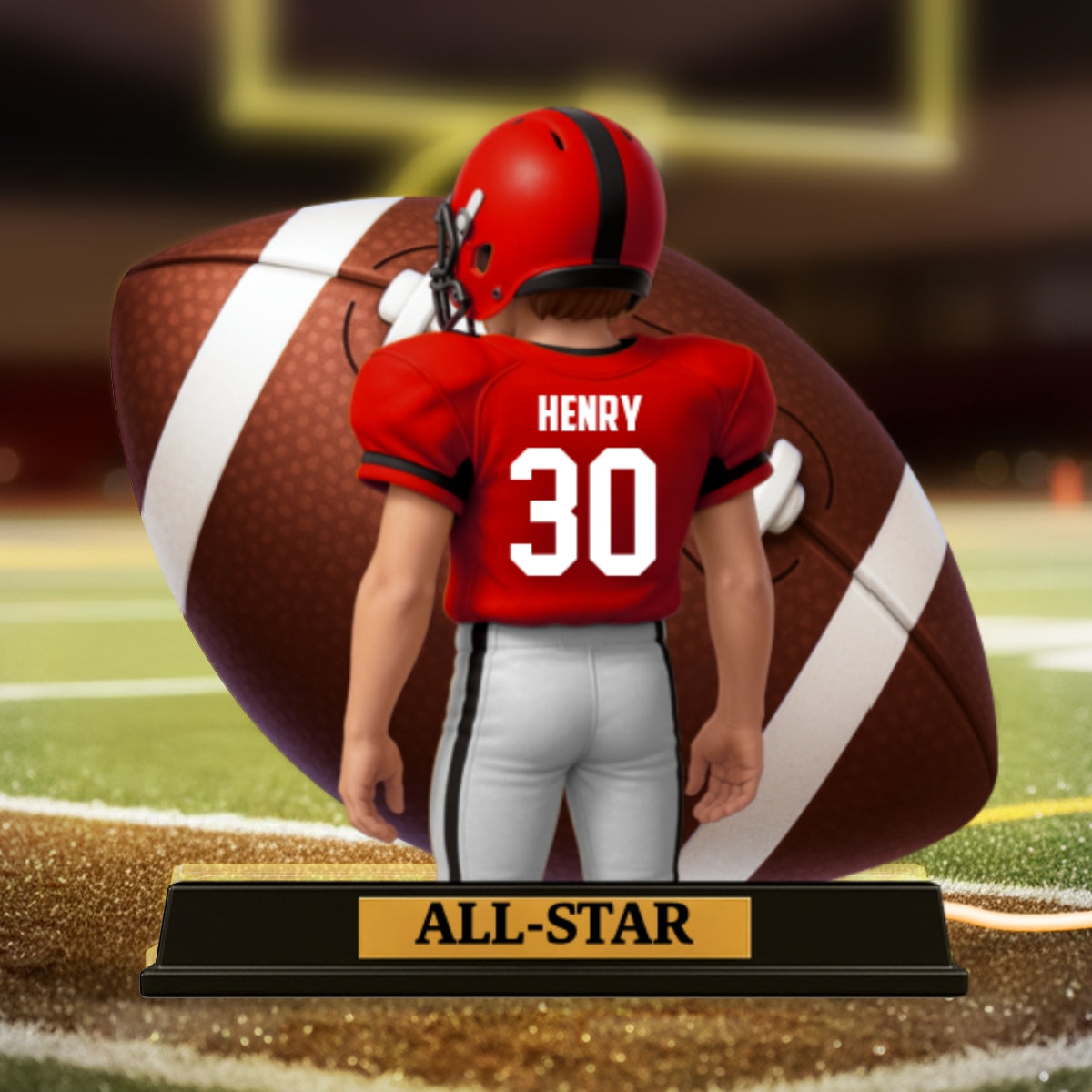3D Effect Football Teenager Player - Personalized Light Box - Christmas Gift For Teen Boy, Son, Grandson