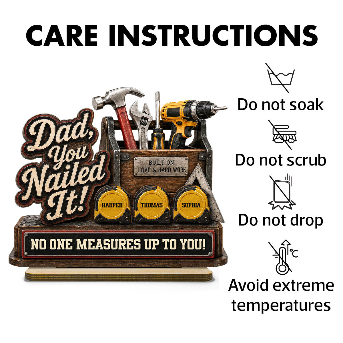 Dad You Nailed It Custom Name 2D Flat - Personalized 2-Layered Wooden Plaque -  Gift For Dad