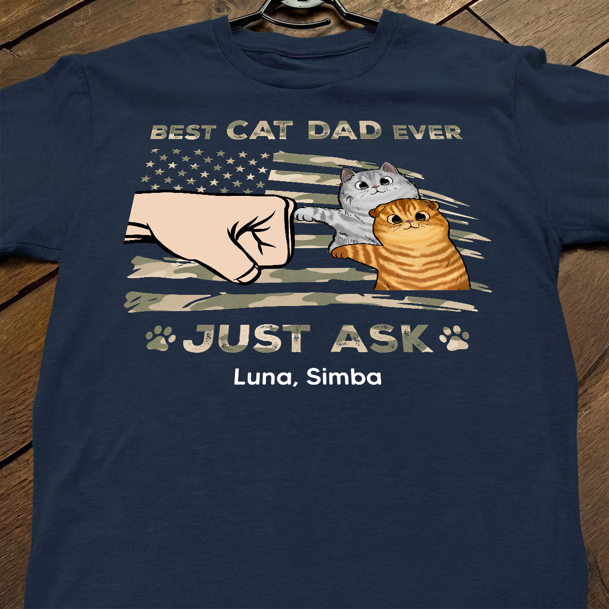 Best Cat Dad Ever Nation Flag - Personalized Shirt - Father's Day Gift For Cat Dad, Patriotic 4th Of July Gift, USA 250th Anniversary