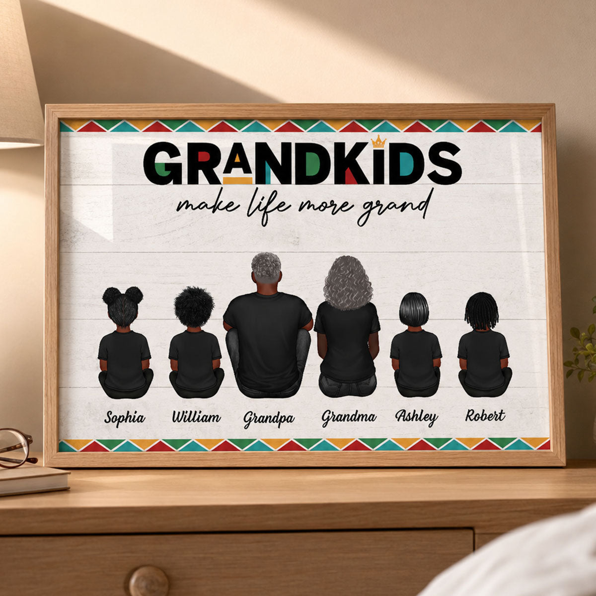 Tribal Pattern Grandkids Make Life Grand - Personalized Poster - Gift For National Grandparents Day