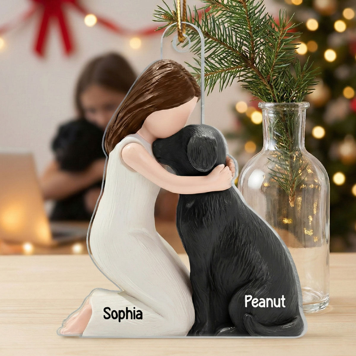 3D Effect Girl & Her Dog My Forever Best Friend - Personalized Acrylic Ornament