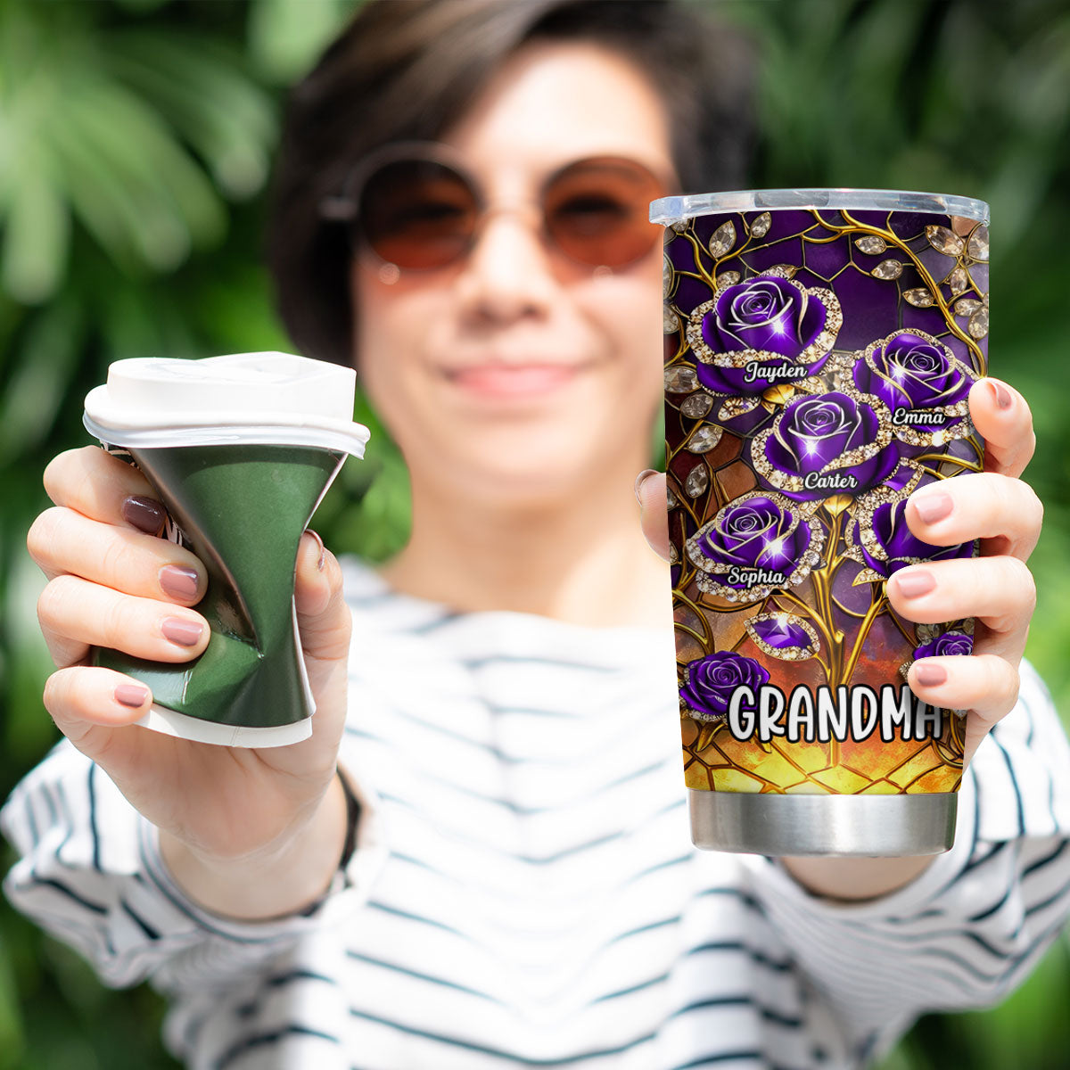 Grandma Roses - Personalized Tumbler - Mother's Day Gift For Grandma