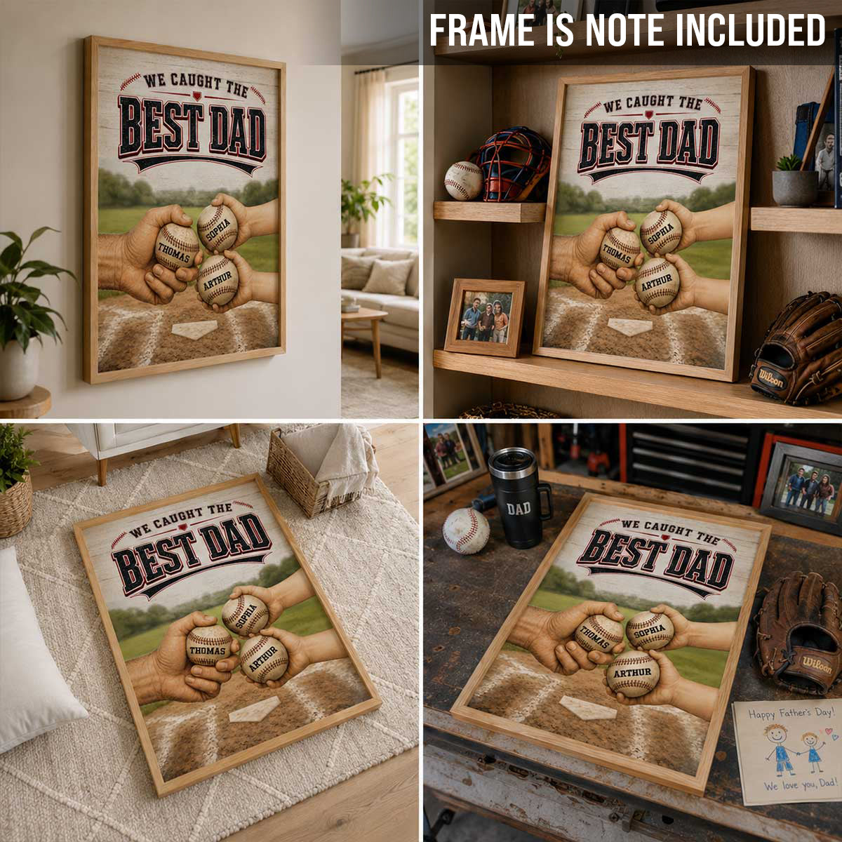 We Caught The Best Dad Baseball Fist Bump - Personalized Poster - Father's Day Gift For Dad