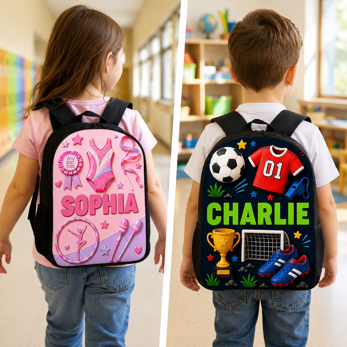 Magical Sports Soccer Baseball For Kids - Personalized Backpack - Back to School Gift for Kids, Boys, Girls