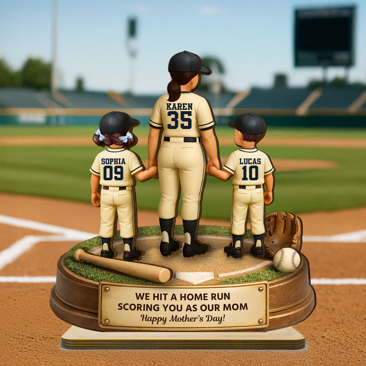 I Hit a Home Run Scoring You as My Mom - Personalized 2-Layered Wooden Plaque - Heartfelt Mother's Day Gift for Mom, Wiffe