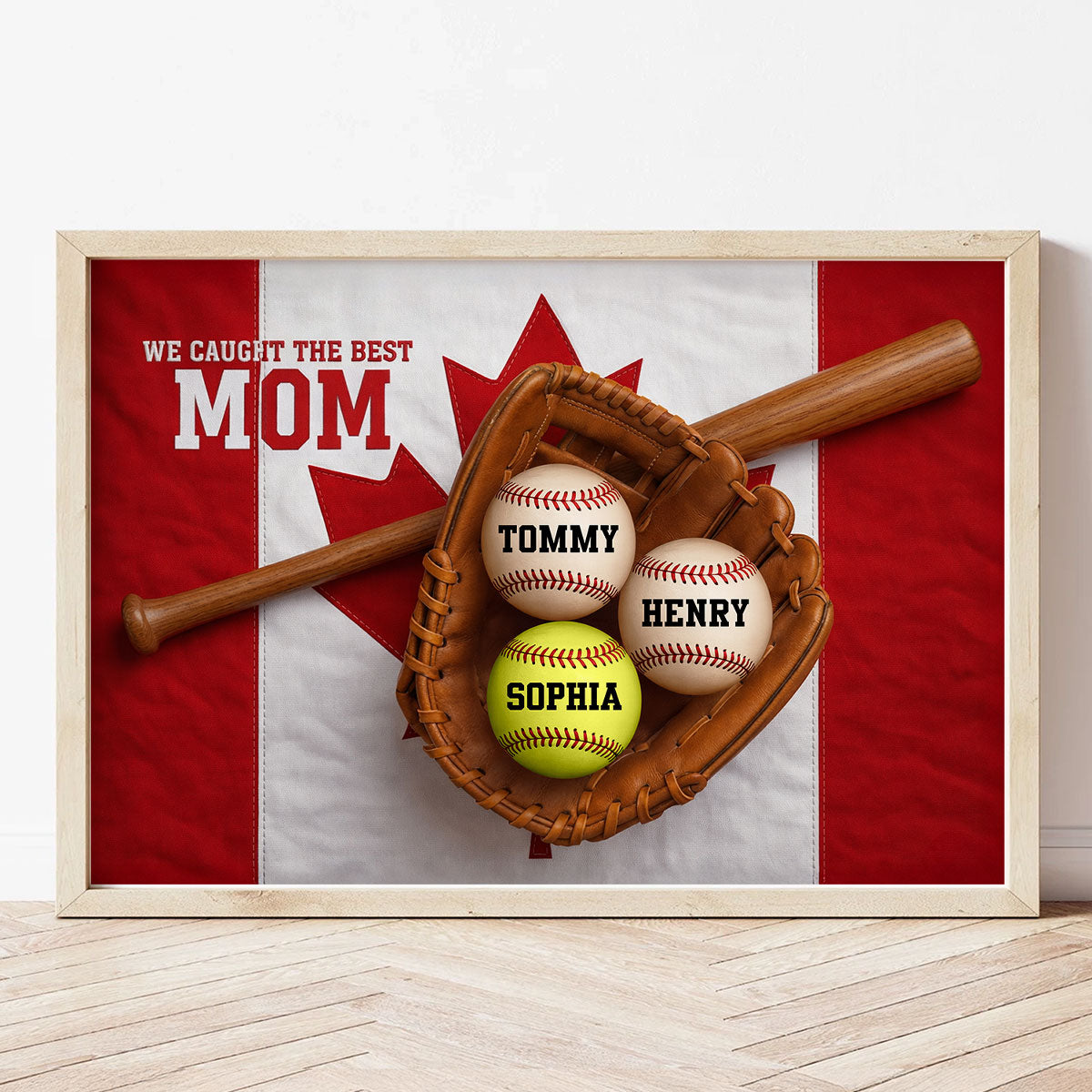 We Caught The Best Mom Nation Flag - Personalized Poster - Gift For Baseball Mom, Gift For Wife