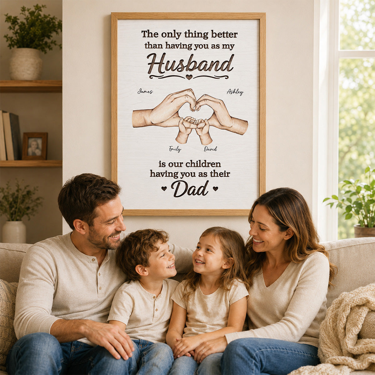 Our Children Having You As Their Dad Family Hands - Personalized Poster - Father's Day Gift For Husband