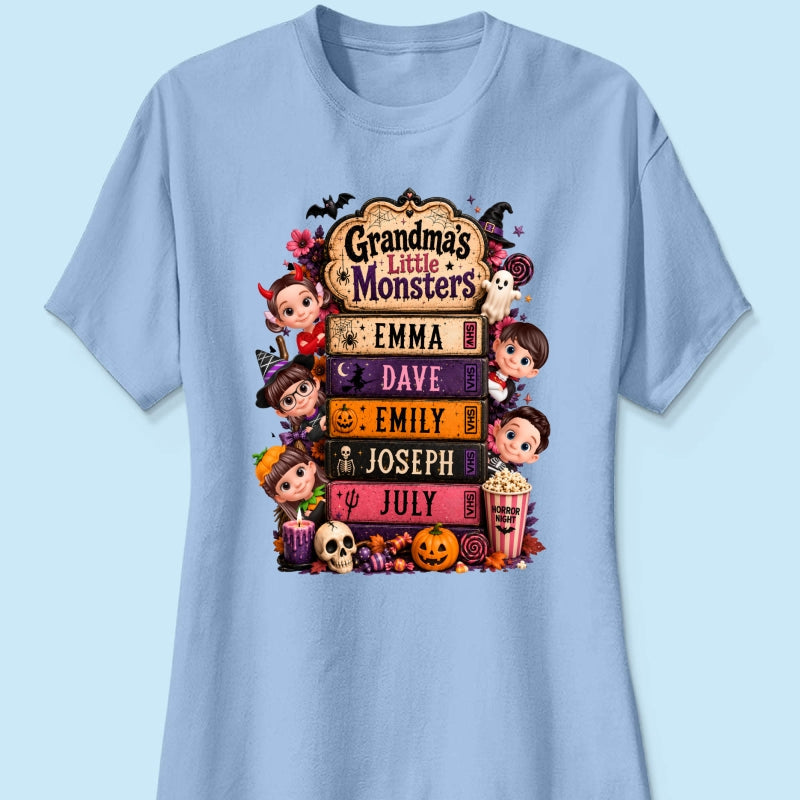 Retro Halloween Movie Grandma Grandkids - Personalized Shirt - Halloween Gift, Gift For Grandma