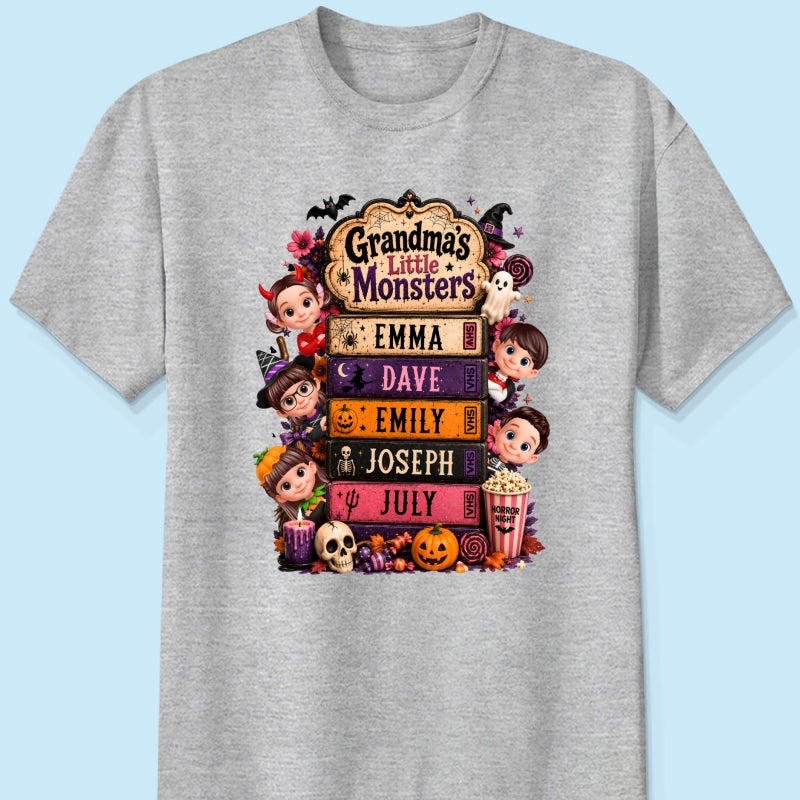Retro Halloween Movie Grandma Grandkids - Personalized Shirt - Halloween Gift, Gift For Grandma