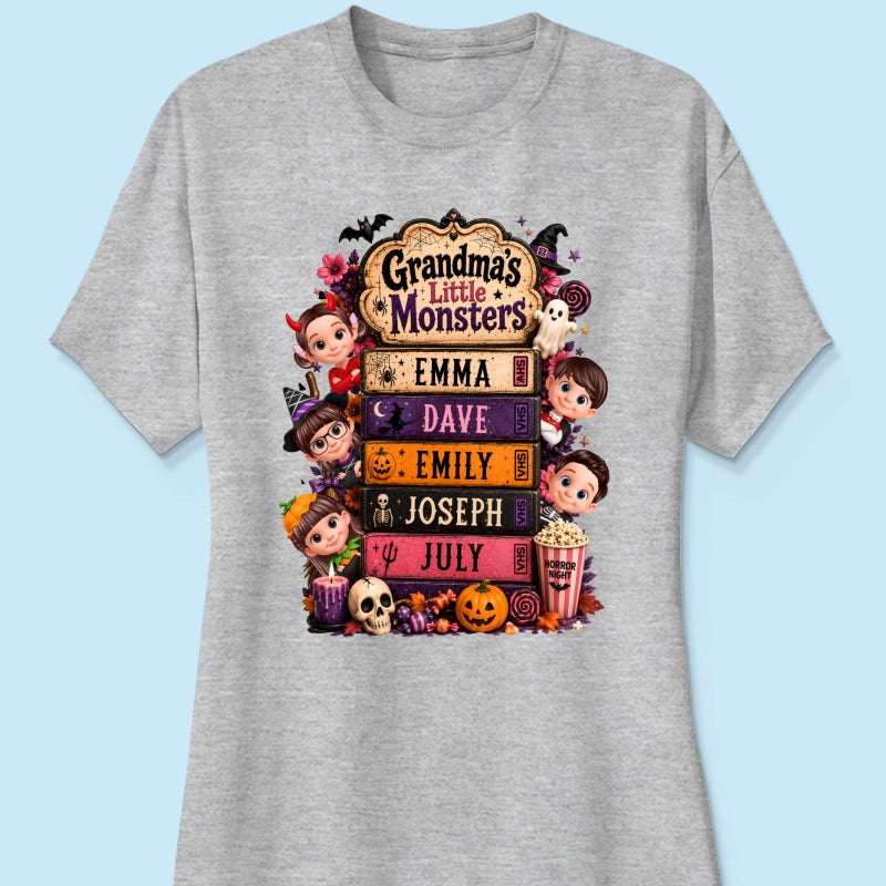 Retro Halloween Movie Grandma Grandkids - Personalized Shirt - Halloween Gift, Gift For Grandma