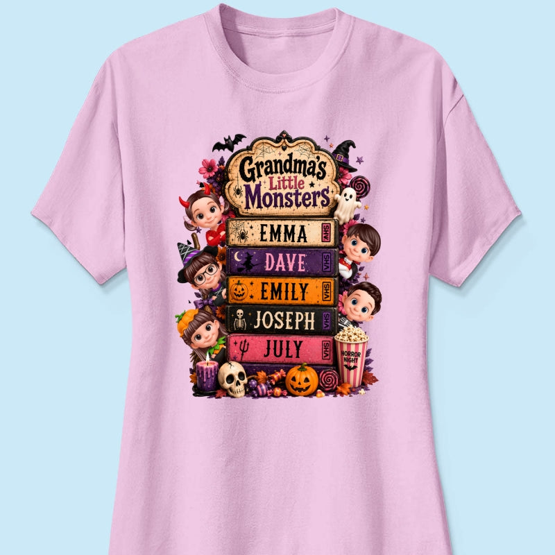 Retro Halloween Movie Grandma Grandkids - Personalized Shirt - Halloween Gift, Gift For Grandma