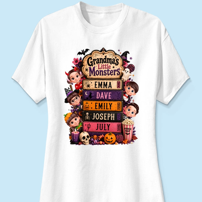 Retro Halloween Movie Grandma Grandkids - Personalized Shirt - Halloween Gift, Gift For Grandma