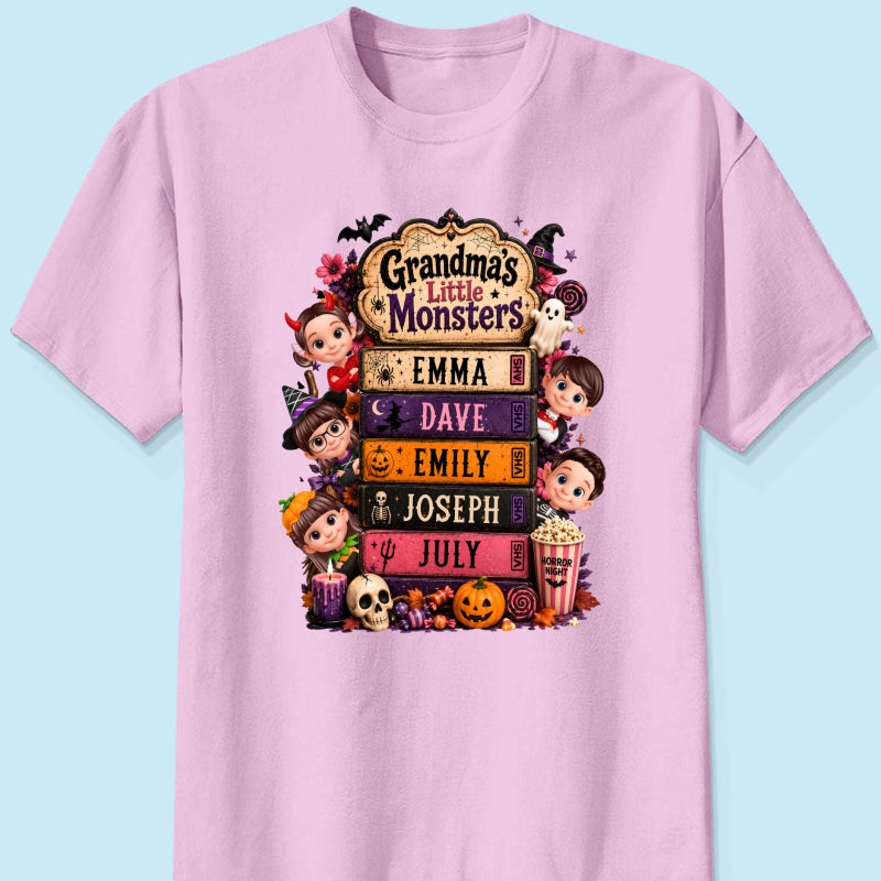Retro Halloween Movie Grandma Grandkids - Personalized Shirt - Halloween Gift, Gift For Grandma