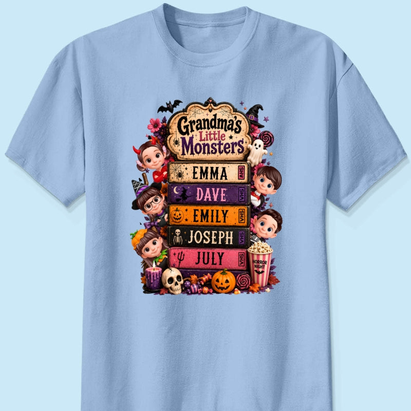 Retro Halloween Movie Grandma Grandkids - Personalized Shirt - Halloween Gift, Gift For Grandma