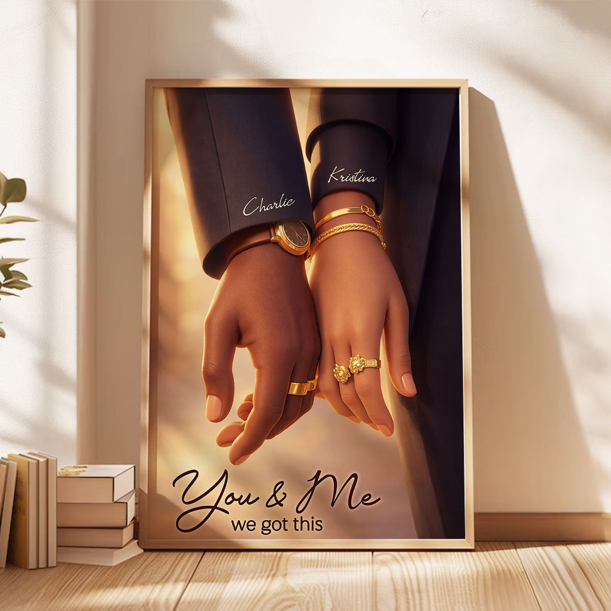 Couple Romantic Hands Close Up - Personalized Poster - Anniversary, Valentine's Day Gift, Gift For Him, Gift For Her