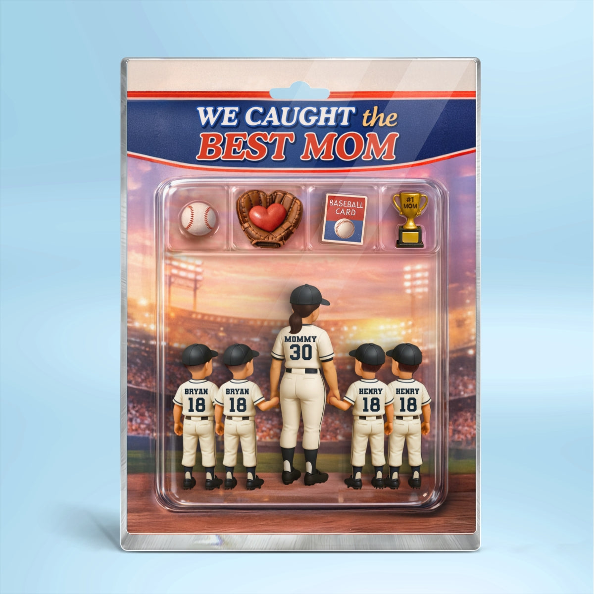 Baseball We Caught the Best Mom Custom Action Figure - Personalized Acrylic Block Plaque - Heartfelt Gift for Mom