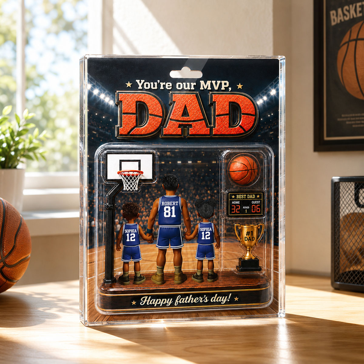 You Are Our MVP Basketball Dad, Custom Action Figure - Personalized Acrylic Block Plaque -  Gift for Dad, Husband