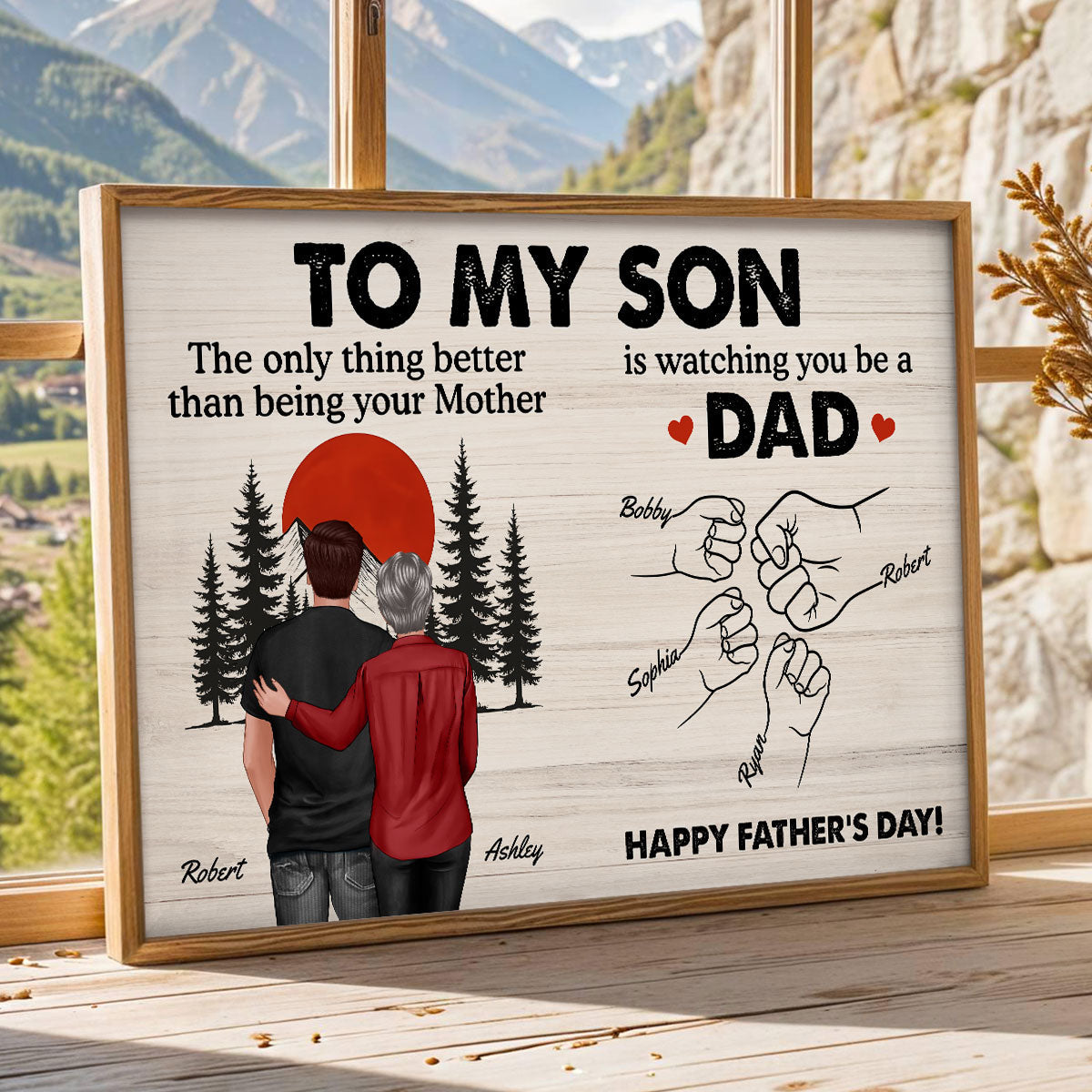 Retro Vintage Sunset To My Son Watching You Be A Dad - Personalized Poster - Father's Day Gift For Son