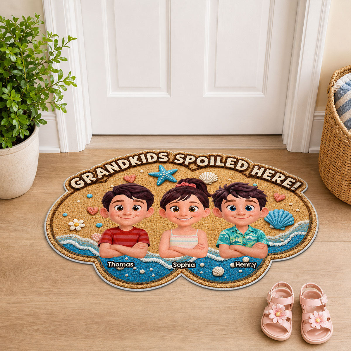 Grandkids Spoiled Here - Personalized Doormat - Gift For Grandparents, Summer Decor