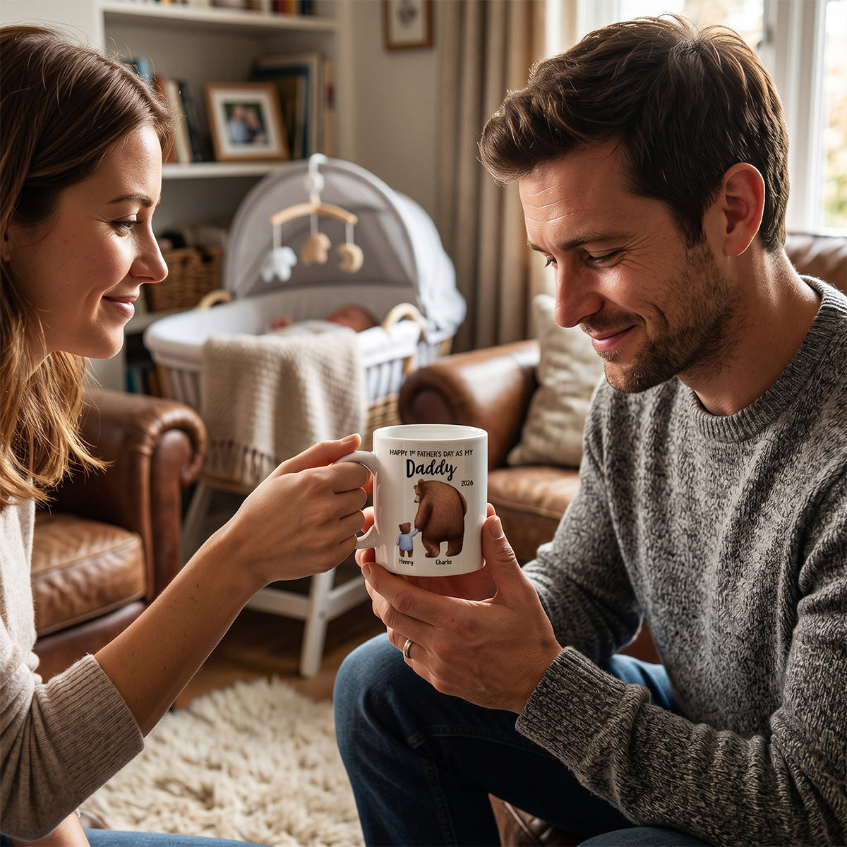 Happy 1st Father's Day Daddy Bear & Cub - Personalized Mug - Father's Day Gift For New Dad