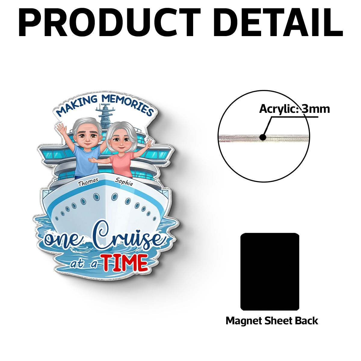 Making Memories One Cruise At A Time Happy Couple - Personalized Cruise Ship Door Magnet - Cruise Trip Keepsake