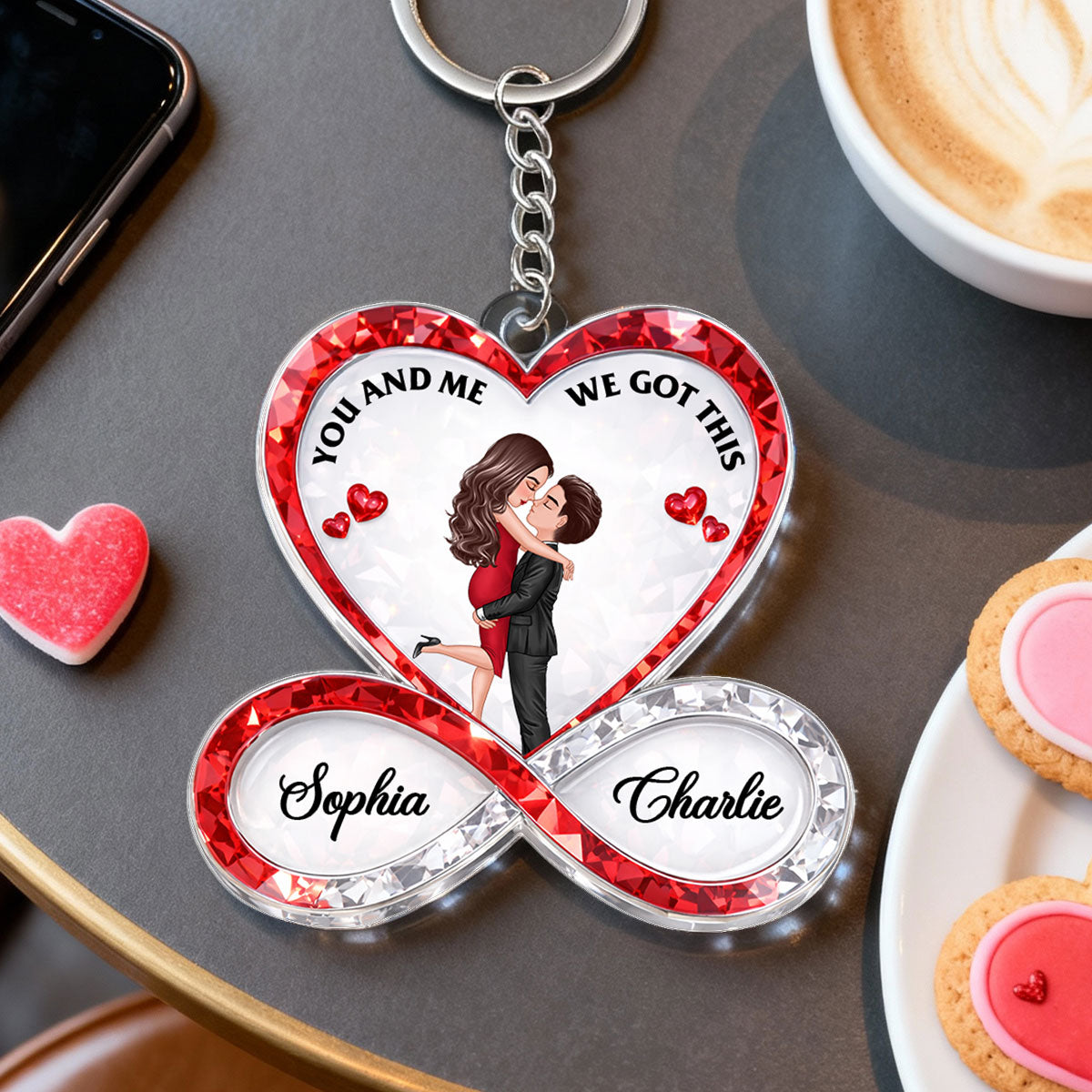 Couple Infinity Love 3D Crystal Effect - Personalized Acrylic Keychain - Sentimental Valentine's Day Gift for Her, for Him