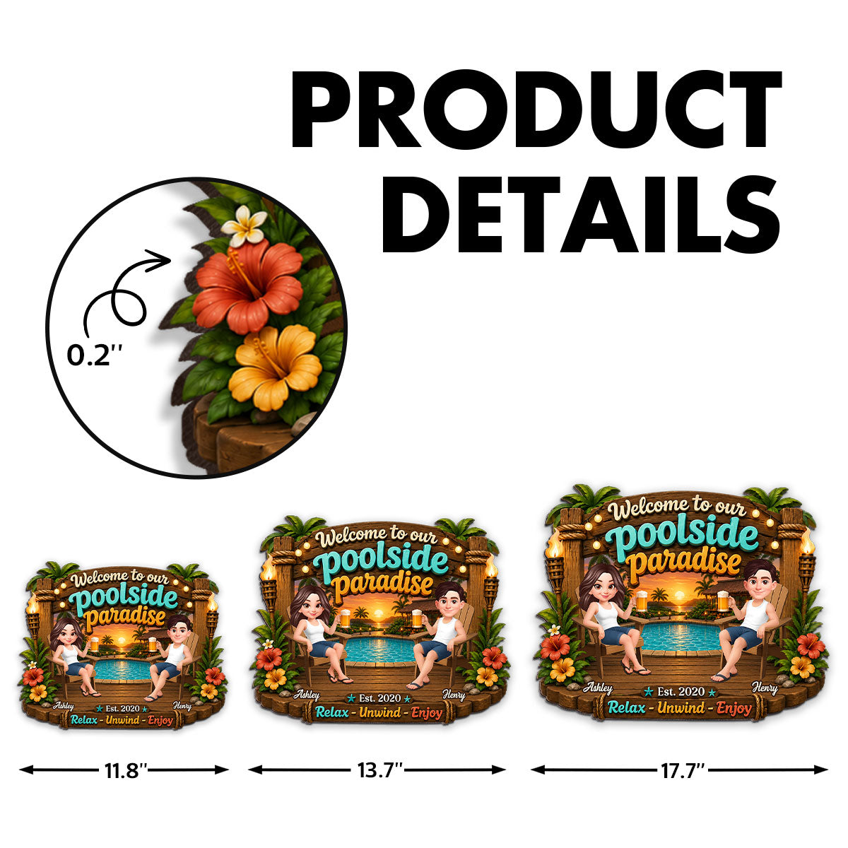 Welcome To Our Poolside Paradise Summer - Personalized Wood Sign - Gift For Couple, Summer Decoration
