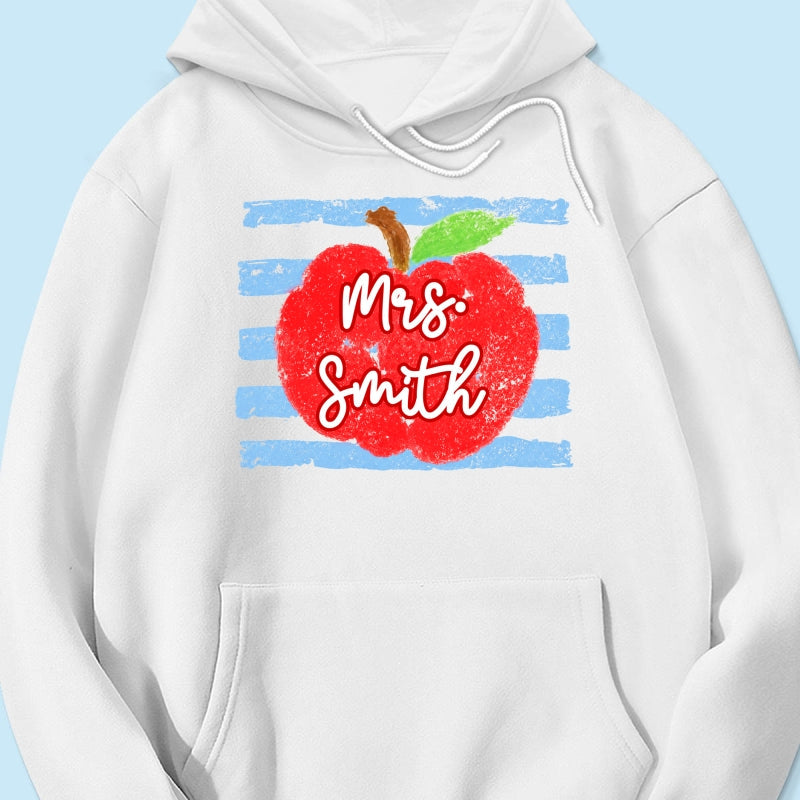 Coastal Apple Pencil Stripes - Personalized Shirt - Back To School Gift For Teacher