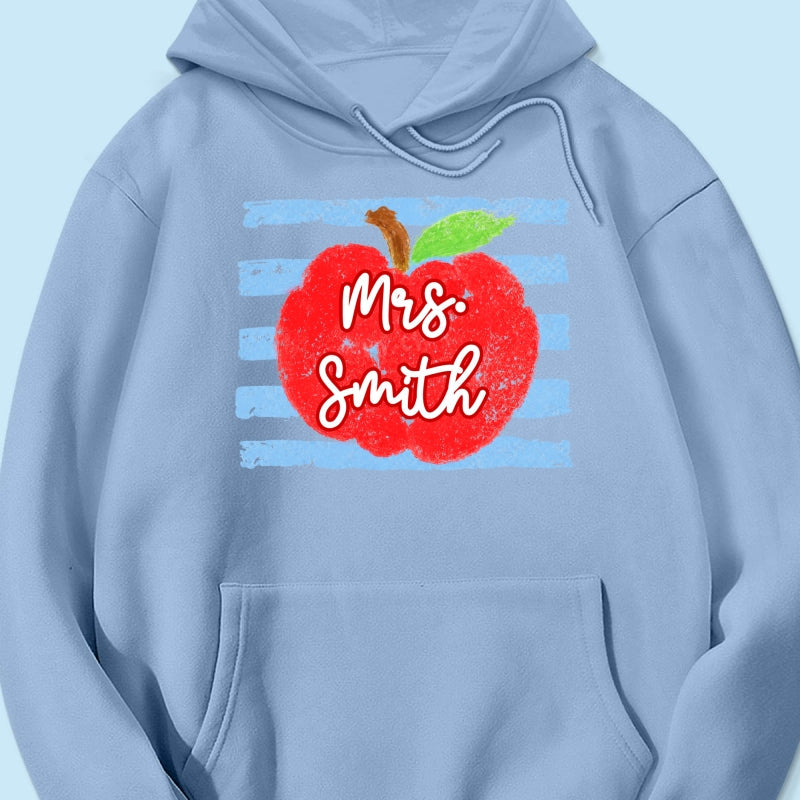 Coastal Apple Pencil Stripes - Personalized Shirt - Back To School Gift For Teacher